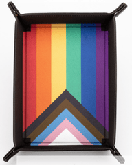 FanRoll Dice: Fold Up Dice Tray Velvet Leather Rainbow Pride Flag 508